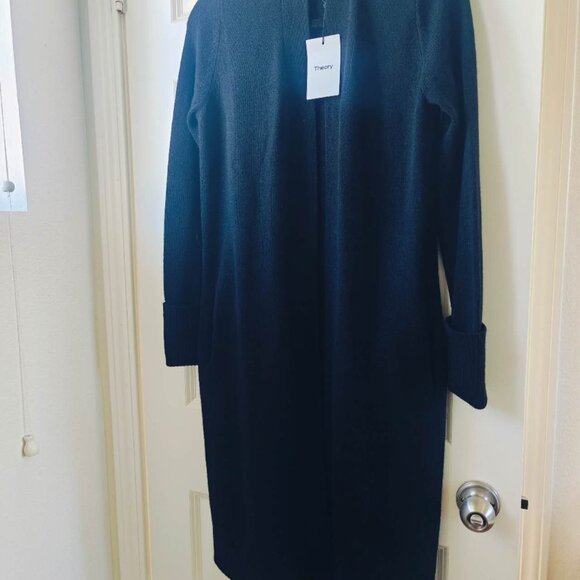 NWT Theory Long Wool Cashmere Cardigan in Black - Picture 5 of 7